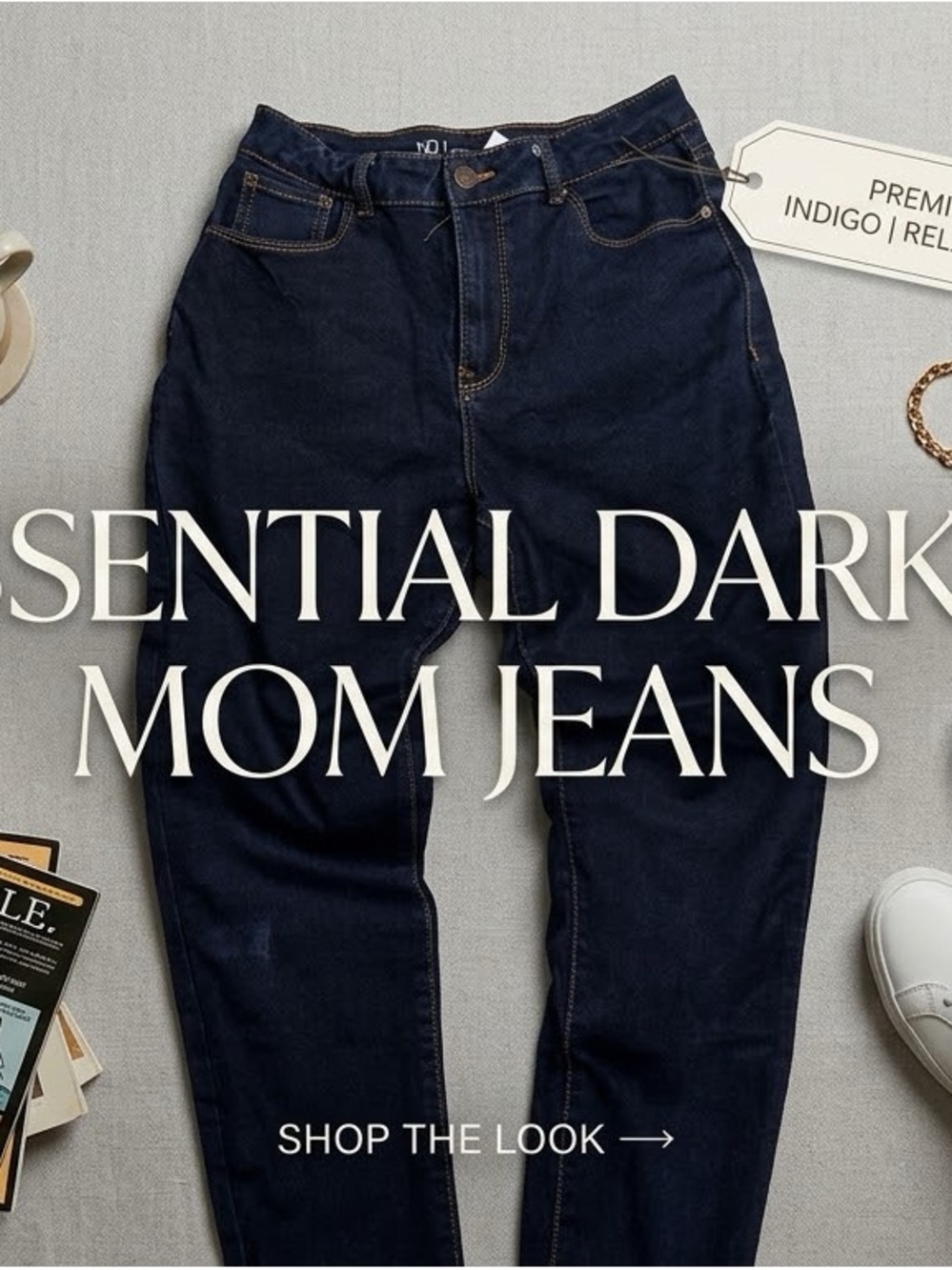 No Boundaries Dark Indigo High-Rise Mom Jeans